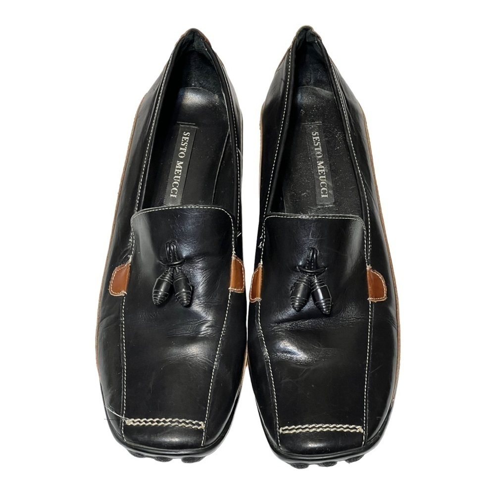 Sesto Meucci Italian Leather Loafers in Black Women’s Size 8.5